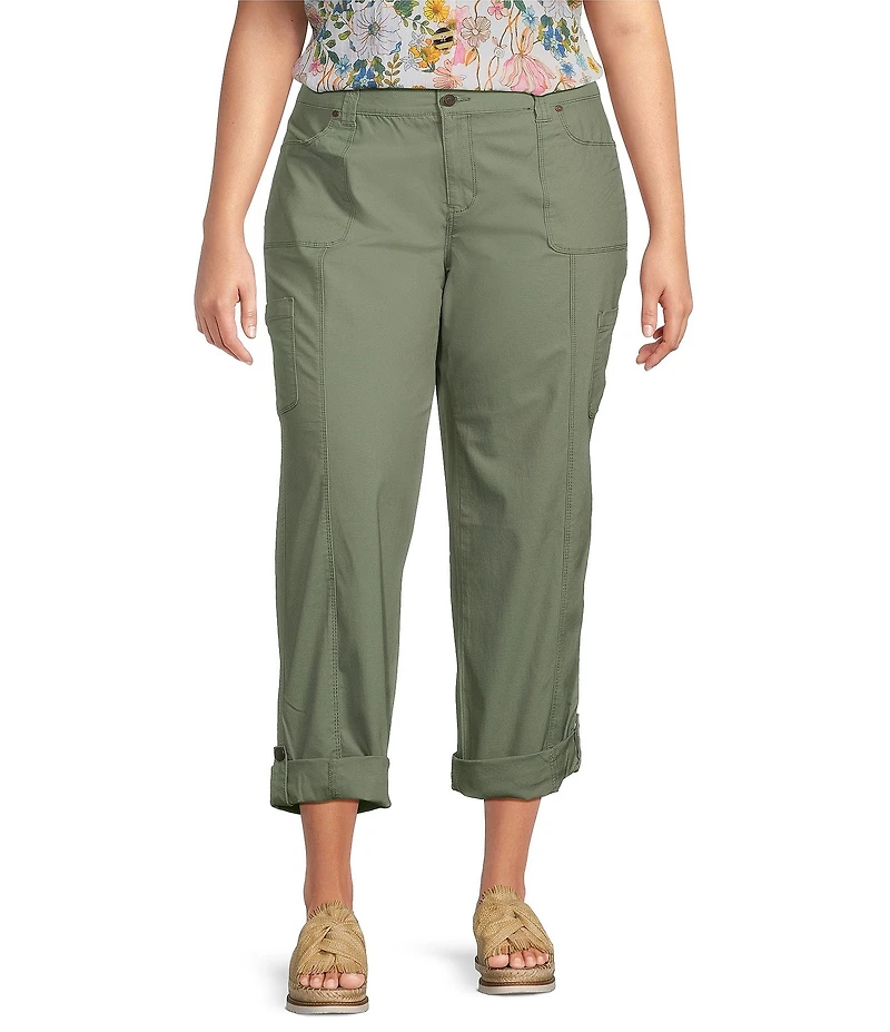 Code Bleu Plus Size Tapered Leg Mid Rise Convertible Cargo Pants