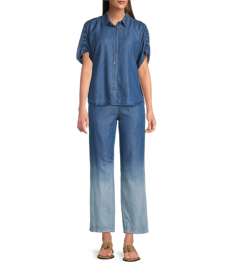 Code Bleu Point Collar Short Sleeve Button Down Shirt