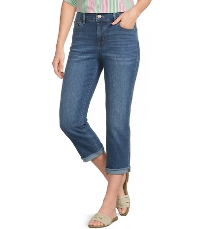 Code Bleu Soho Stretch Denim High Rise Straight Leg Capri Jeans