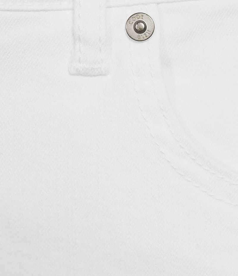 Code Bleu Soho Stretch Denim Mid Rise Embroidered Straight Leg Capri Jeans