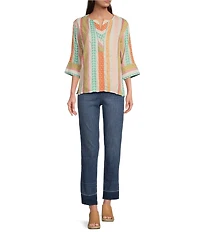 Code Bleu Straight Leg High Rise Frayed Ankle Hem Jean
