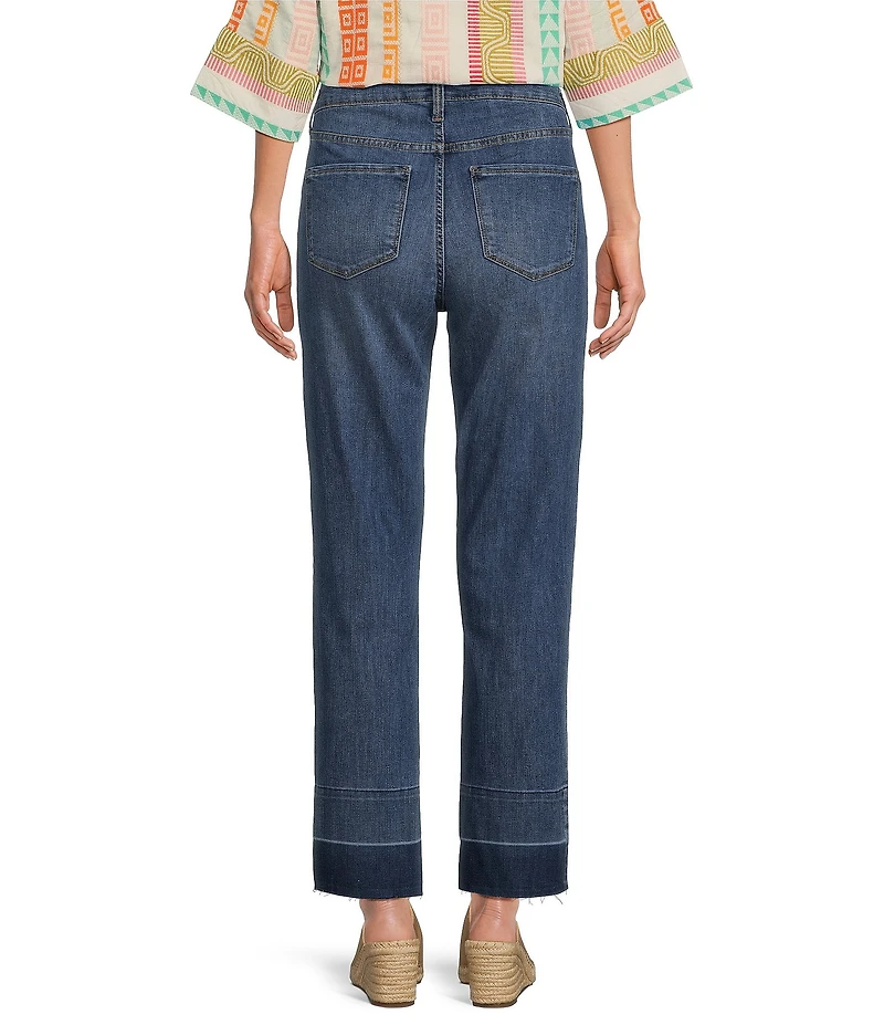 Code Bleu Straight Leg High Rise Frayed Ankle Hem Jean