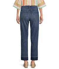 Code Bleu Straight Leg High Rise Frayed Ankle Hem Jean