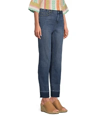 Code Bleu Straight Leg High Rise Frayed Ankle Hem Jean