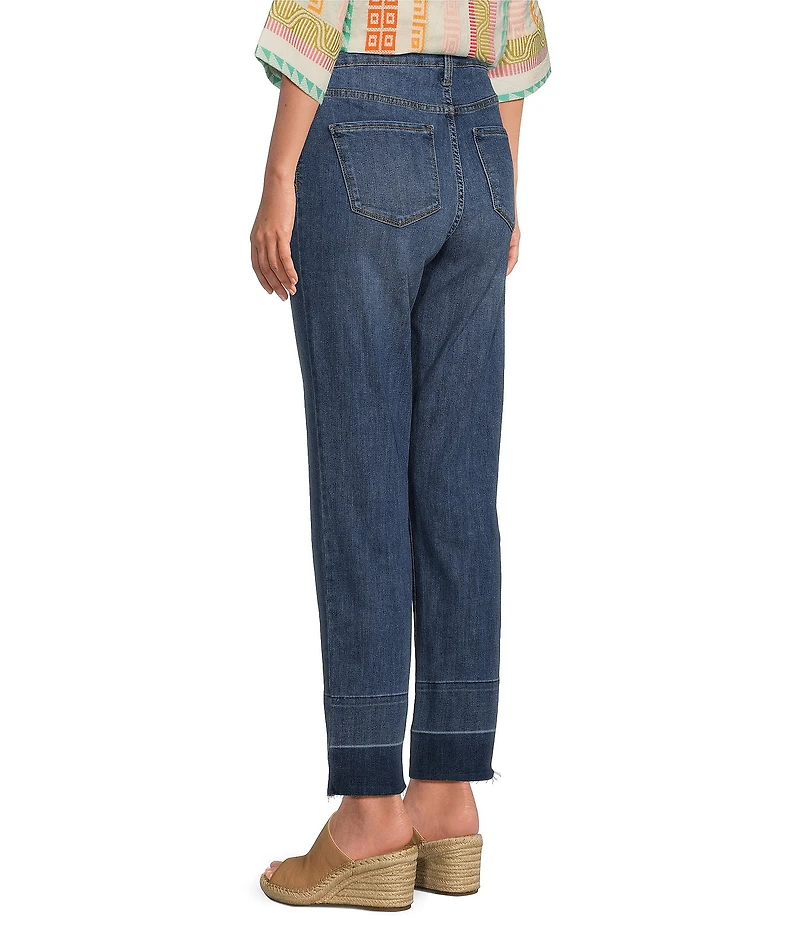 Code Bleu Straight Leg High Rise Frayed Ankle Hem Jean