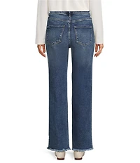 Code Bleu Stretch Denim High Rise Ankle Fray Hem Straight Leg Jeans