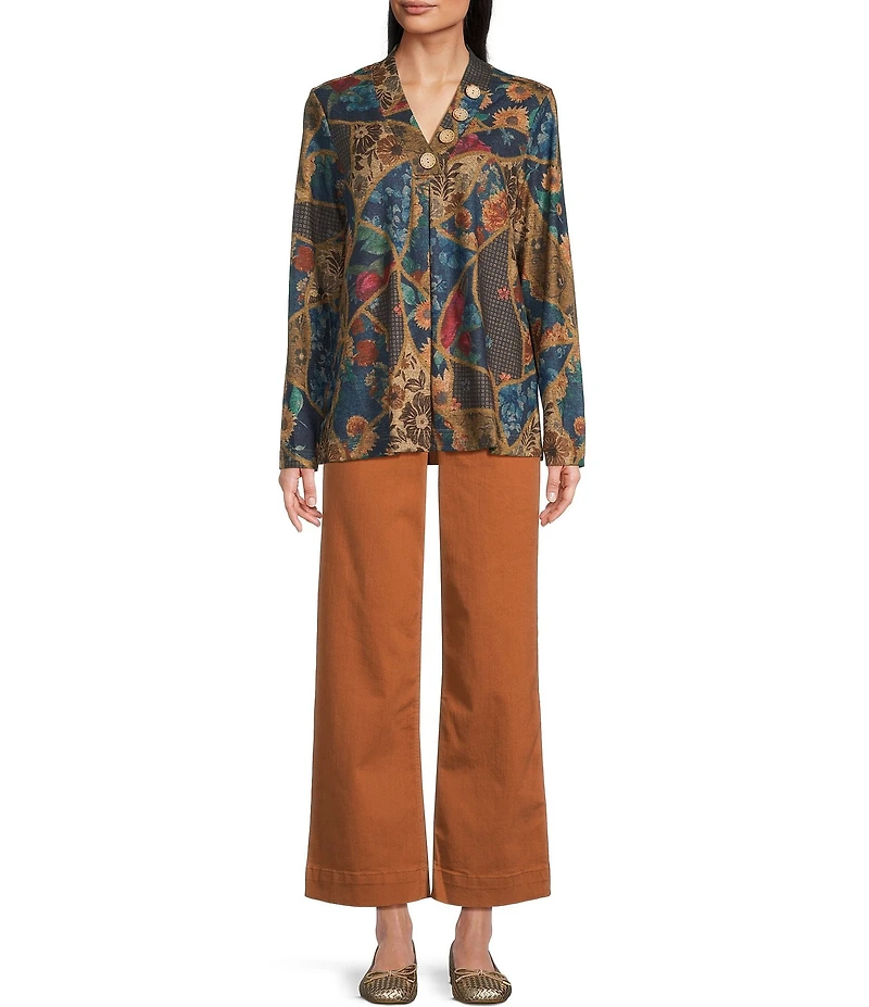 Code Bleu Stretch Denim High Rise Wide Leg Ankle Jeans