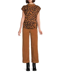 Code Bleu Stretch Denim High Rise Wide Leg Ankle Length Jeans