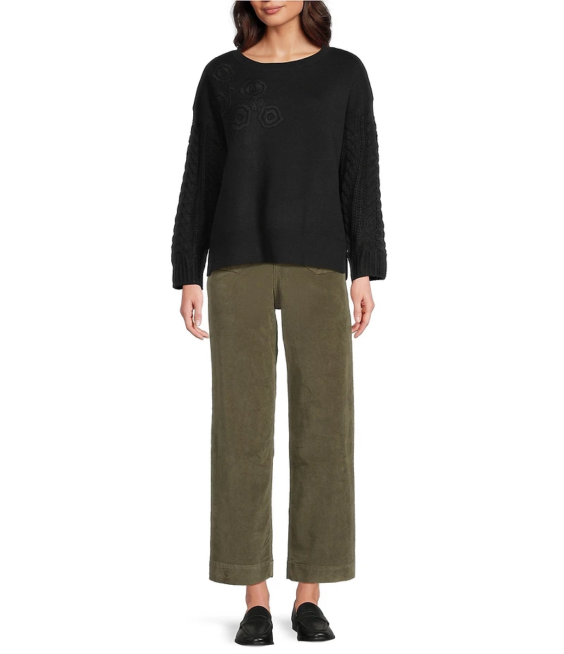 Code Bleu Stretch Denim High Rise Wide Leg Ankle Length Jeans