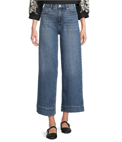 Code Bleu Stretch Denim High Rise Wide Leg Cropped Jeans