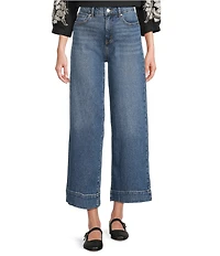 Code Bleu Stretch Denim High Rise Wide Leg Cropped Jeans