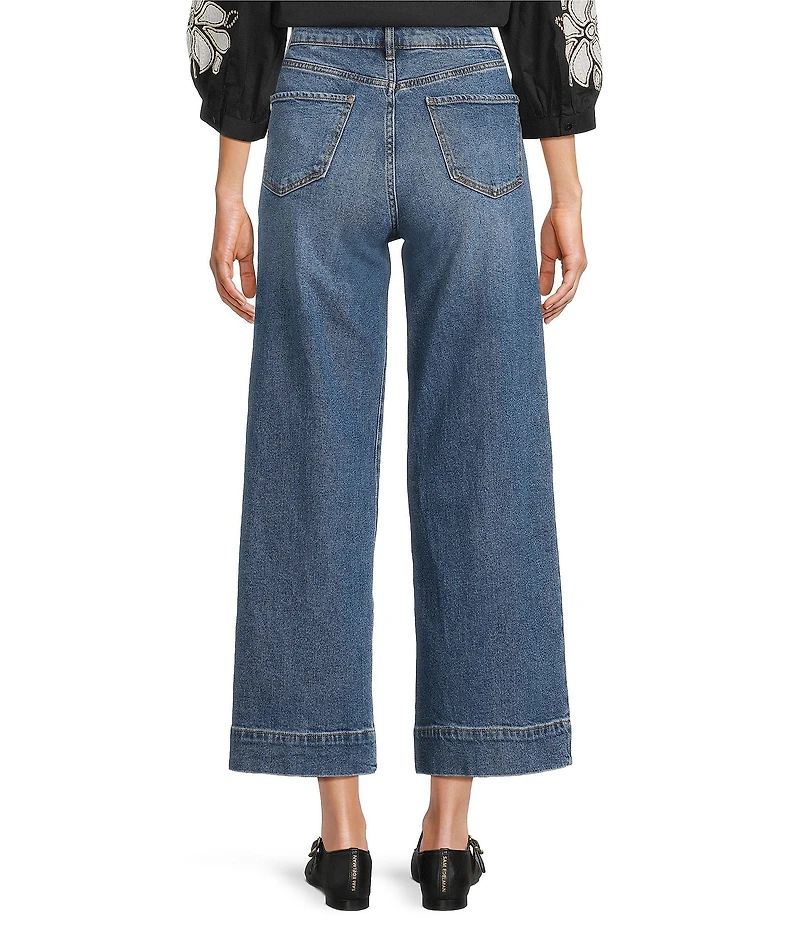 Code Bleu Stretch Denim High Rise Wide Leg Cropped Jeans