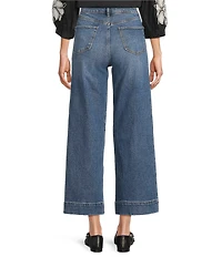 Code Bleu Stretch Denim High Rise Wide Leg Cropped Jeans