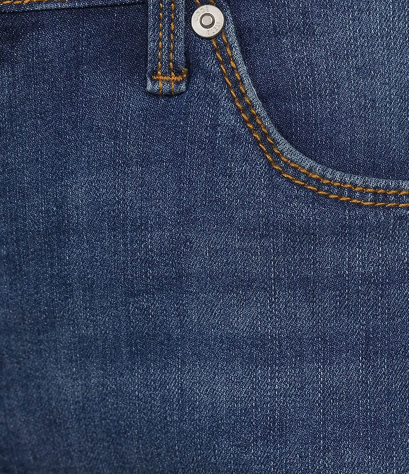 Code Bleu Stretch Denim Mid Rise Stacked Waistband Skimmer Capri Jeans