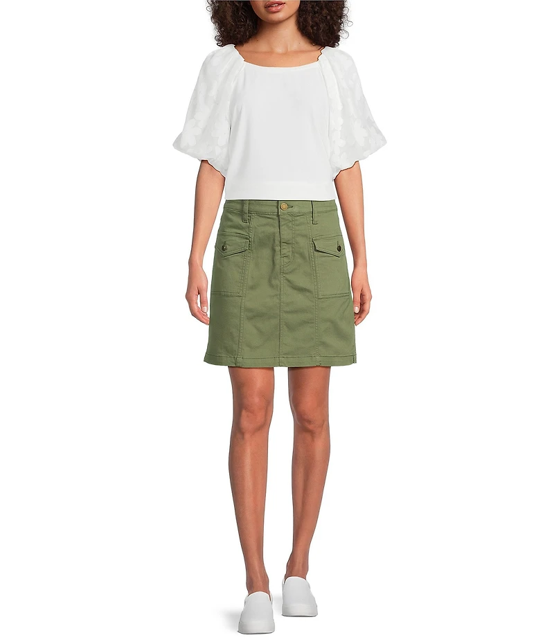 Code Bleu Stretch Denim Mid Rise Utility Skort