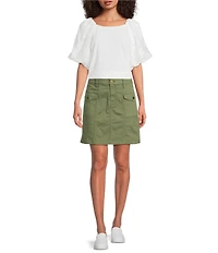 Code Bleu Stretch Denim Mid Rise Utility Skort