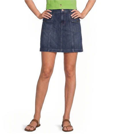 Code Bleu Stretch Denim Mid Rise Utility Skort
