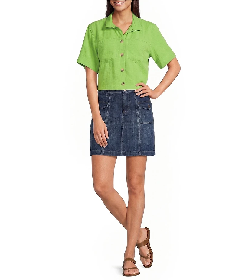 Code Bleu Stretch Denim Mid Rise Utility Skort