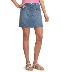 Code Bleu Stretch Denim Mid Rise Utility Skort