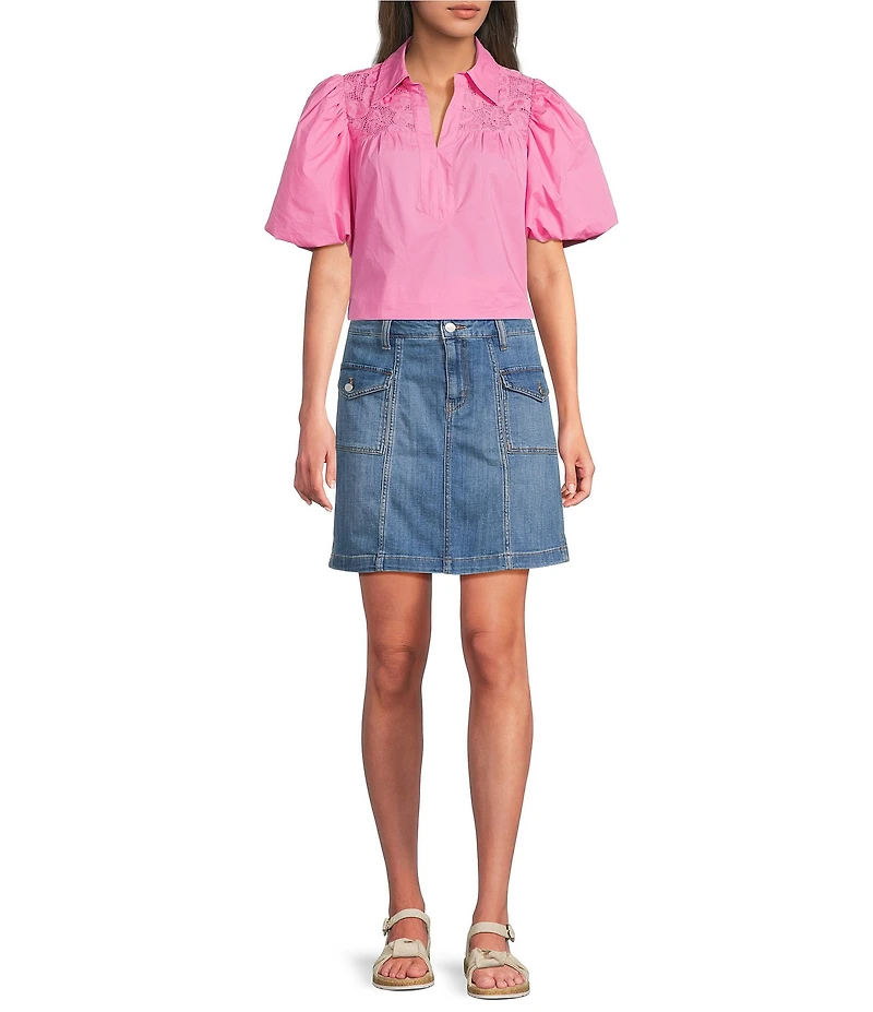 Code Bleu Stretch Denim Mid Rise Utility Skort
