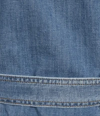 Code Bleu Stretch Denim Spread Collar Short Sleeve Shirt Midi Dress