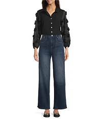 Code Bleu Stretch Denim Wide Leg Ankle Length Jeans