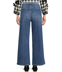Code Bleu Stretch Two Tone High Rise Wide Leg Cropped Jeans