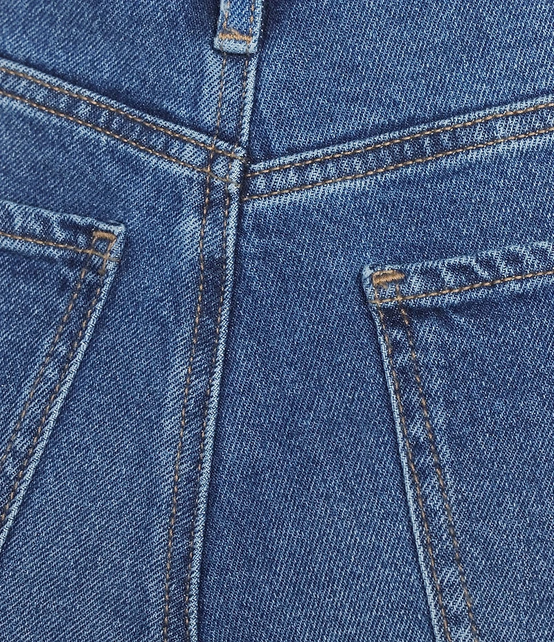 Code Bleu Stretch Two Tone High Rise Wide Leg Cropped Jeans