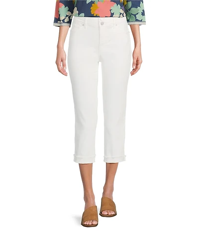 Code Bleu Soho Twill Mid-Rise Fray Cuff Hem Capri Jeans