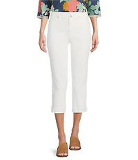 Code Bleu Soho Twill Mid-Rise Fray Cuff Hem Capri Jeans