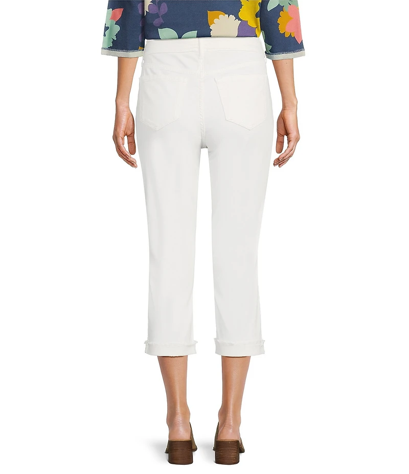 Code Bleu Soho Twill Mid-Rise Fray Cuff Hem Capri Jeans