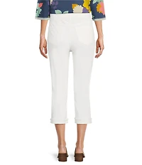 Code Bleu Soho Twill Mid-Rise Fray Cuff Hem Capri Jeans