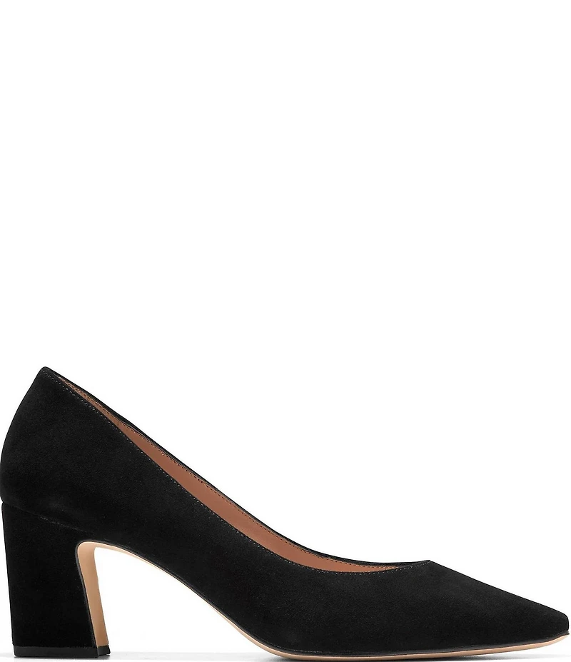 Cole Haan Blanche Suede Snip Toe Covered Block Heel Pumps