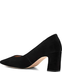 Cole Haan Blanche Suede Snip Toe Covered Block Heel Pumps