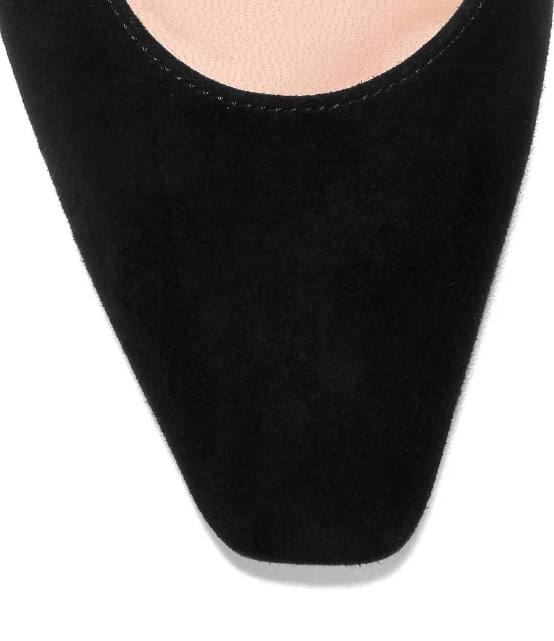Cole Haan Blanche Suede Snip Toe Covered Block Heel Pumps