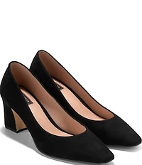 Cole Haan Blanche Suede Snip Toe Covered Block Heel Pumps