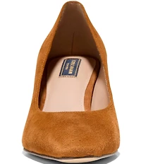 Cole Haan Blanche Suede Snip Toe Stacked Block Heel Pumps