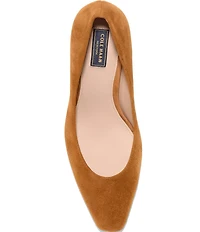Cole Haan Blanche Suede Snip Toe Stacked Block Heel Pumps