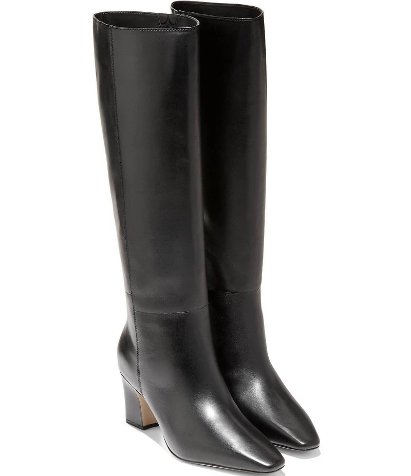 Cole Haan Blanche Tall Leather Block Heel Boots