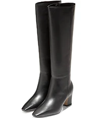Cole Haan Blanche Tall Leather Block Heel Boots
