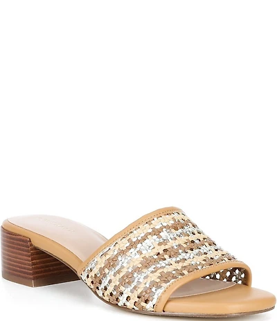 Cole Haan Calli Single Band Woven Leather Block Heel Sandals