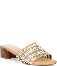 Cole Haan Calli Single Band Woven Leather Block Heel Sandals
