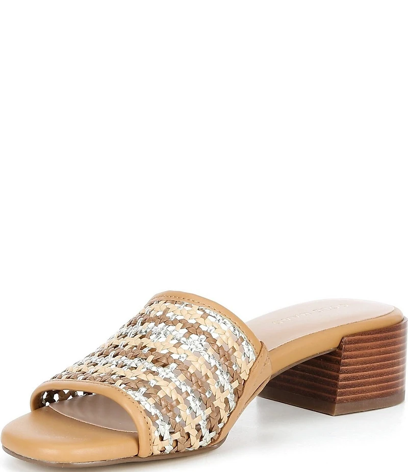 Cole Haan Calli Single Band Woven Leather Block Heel Sandals