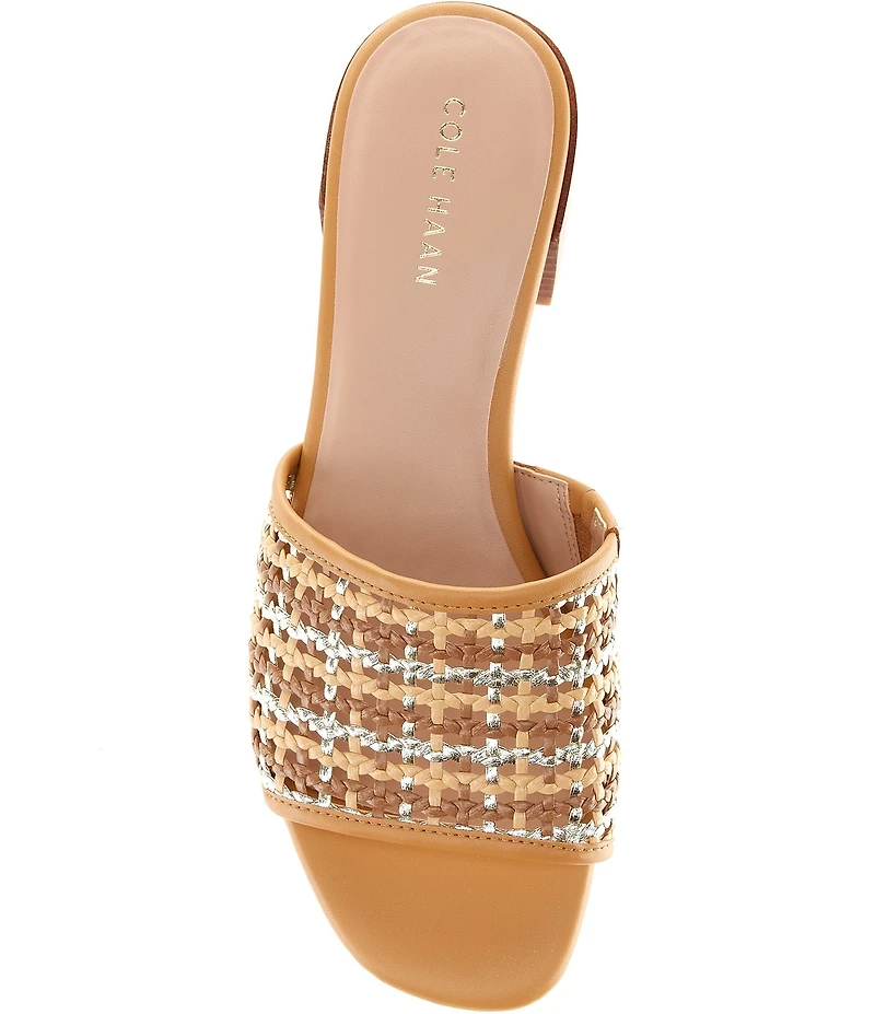 Cole Haan Calli Single Band Woven Leather Block Heel Sandals