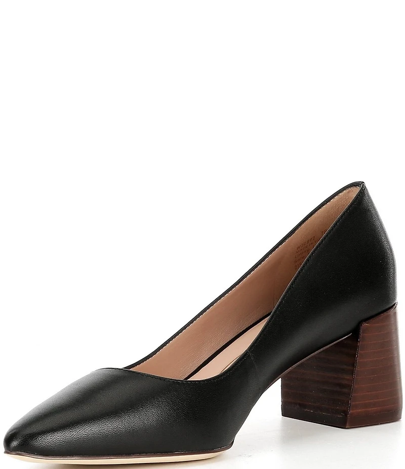 Cole Haan Cassandra Leather Stacked Block Heel Pumps