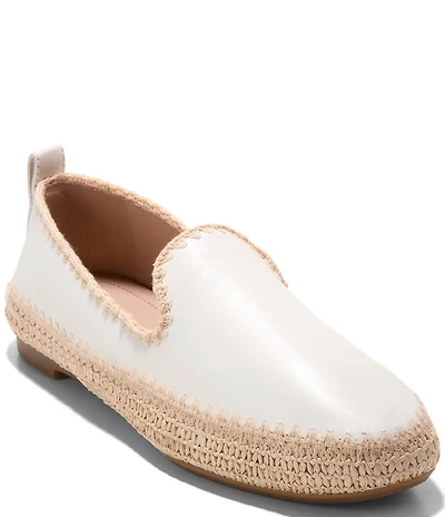 Cole Haan Cloud Feel Asbury Leather Raffia Slip On Loafers