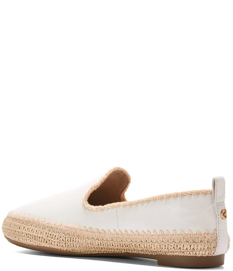 Cole Haan Cloud Feel Asbury Leather Raffia Slip On Loafers