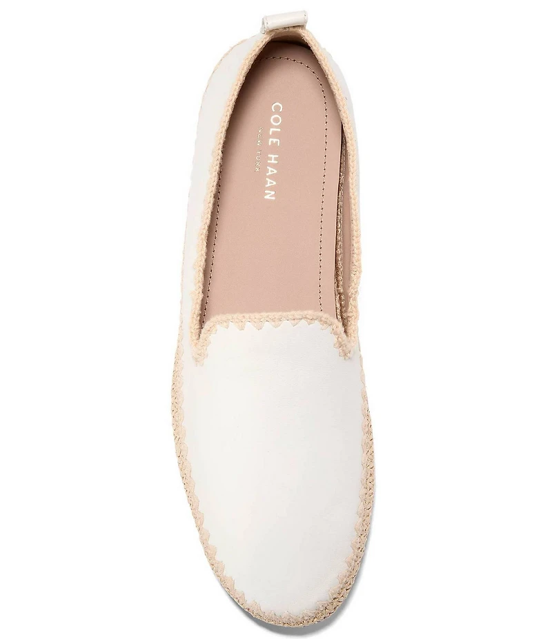 Cole Haan Cloud Feel Asbury Leather Raffia Slip On Loafers