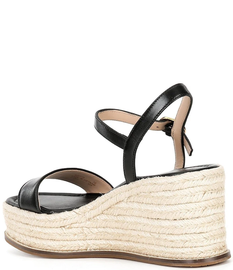 Cole Haan CLOUDFEEL Keeton Leather Platform Wedge Espadrille Sandals