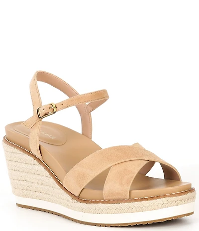 Cole Haan CLOUDFEEL Silvee Suede Platform Wedge Espadrille Sandals